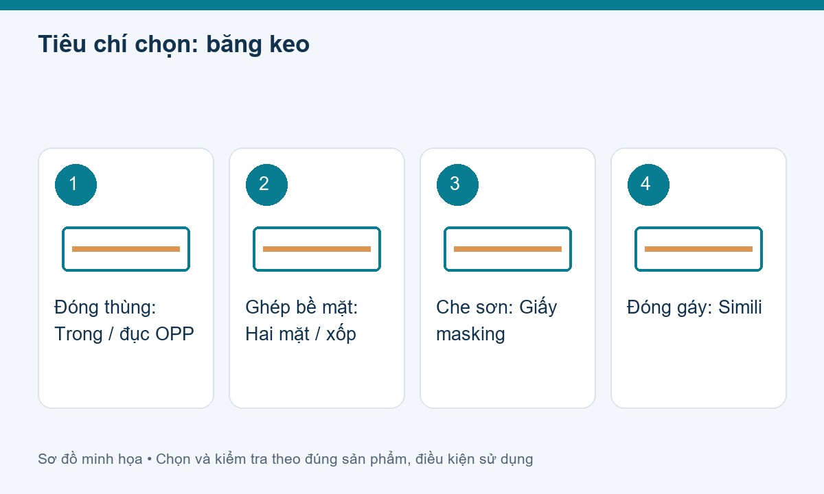 Tiêu chí chọn: băng keo cho băng keo