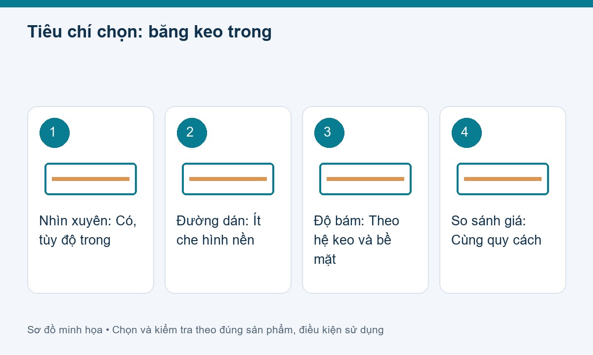Tiêu chí chọn: băng keo trong cho băng keo trong