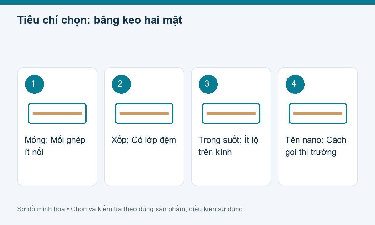 Tiêu chí chọn: băng keo hai mặt cho băng keo hai mặt