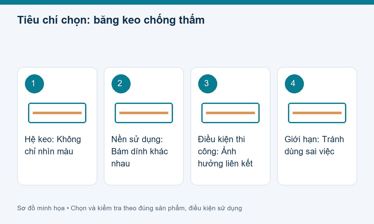 Tiêu chí chọn: băng keo chống thấm cho băng keo chống thấm