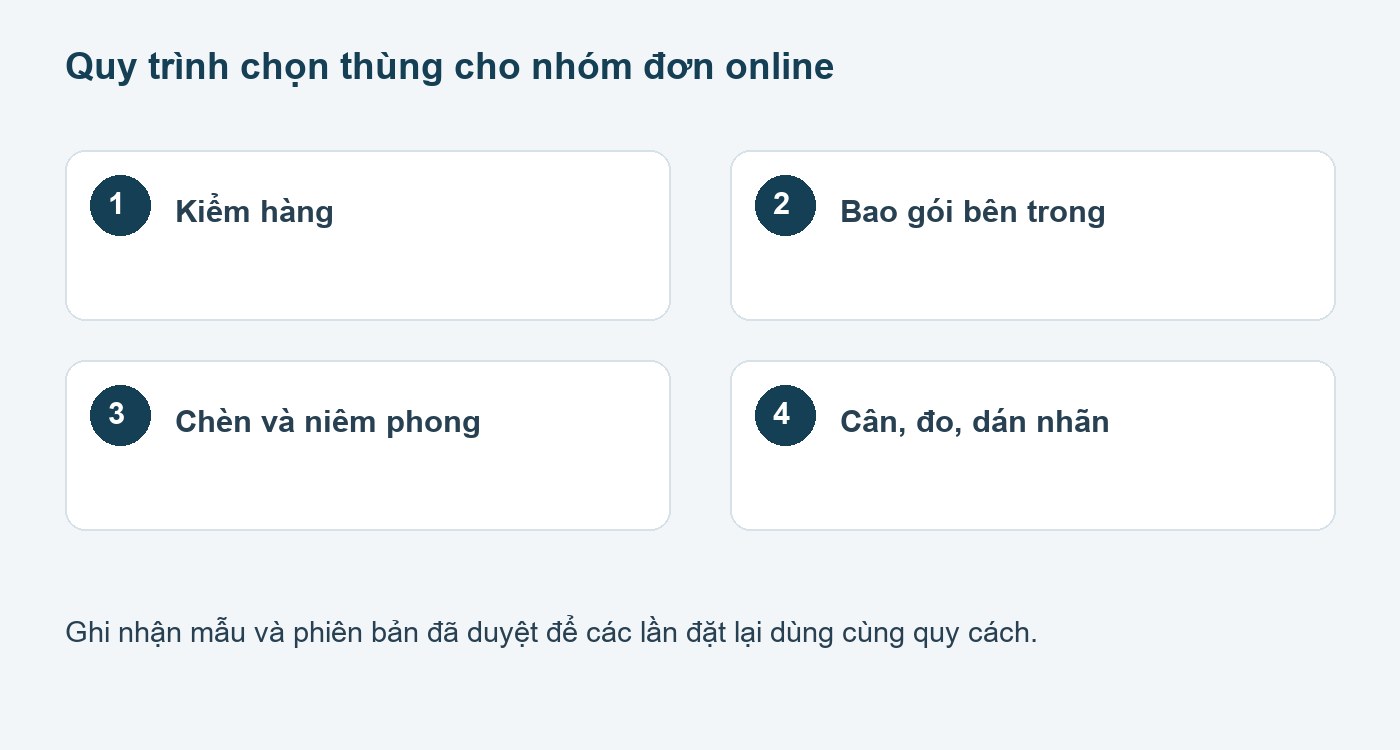 Các bước chuẩn bị và duyệt mẫu: thùng carton đóng hàng