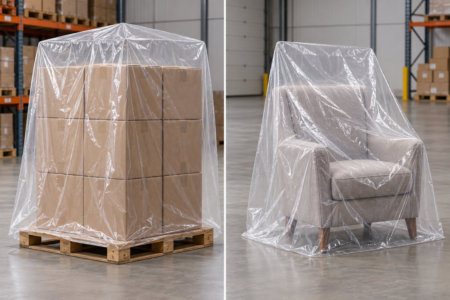Túi PE phủ ngoài pallet hàng và đồ nội thất